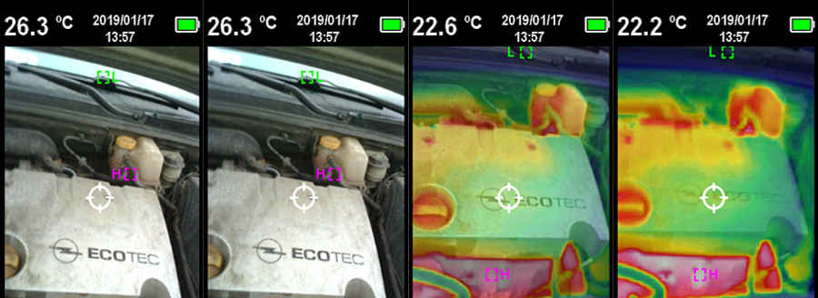 Реальное и ИК-изображение пирометром UTi80 от Uni-T